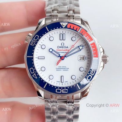 (OM)Replica Omega Commander's 007 James Bond Swiss 2507 Watch SS Dark Blue&Red Ceramic